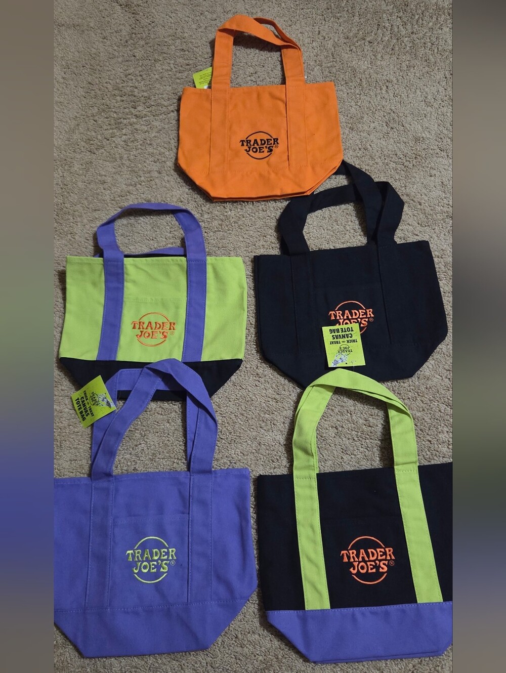 Trader Joe's Mini Canvas Tote Bag - 5 bags - Fall Collection 26